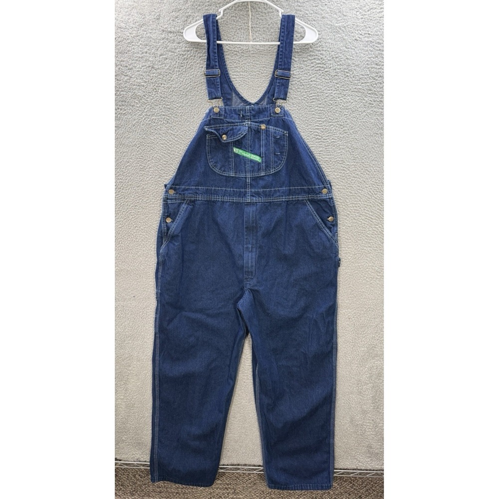 Key Imperial Bib Overalls Mens 46x30 Blue Denim Hi‎ Back Zipper Fly Carpenter